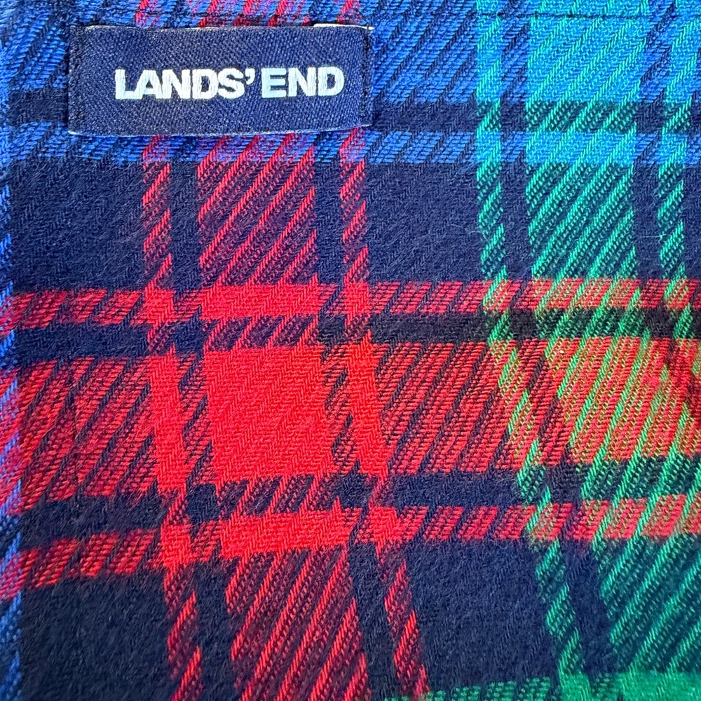 Lands' End Multicolor Plaid pet bandana size large